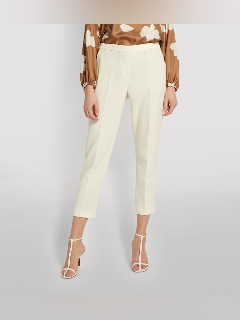 Theory Ivory Straight-Leg Tailored Crop Trousers Treeca Pull On pants